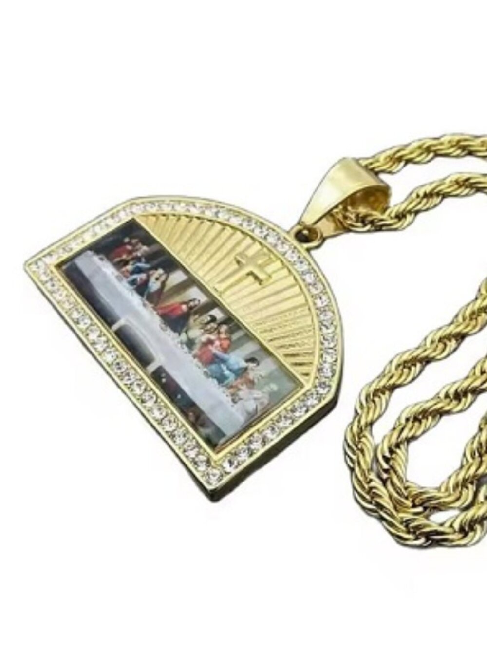 Last Supper Gold Pendant & Necklace Famous Painting ~ N-AL-4414-293